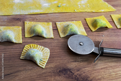 Preparation of homemade pasta Ravioli