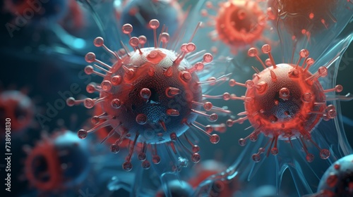 Virus, bacteria, fungi medical background. Neural network AI generated art photo