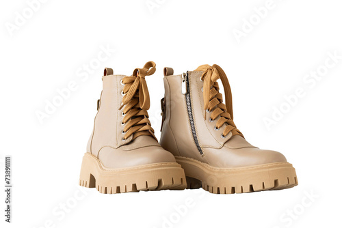 beige boots isolated on the white background.