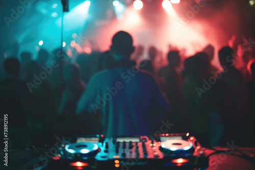 Disco Pulse: Vibrant DJ Set Against a Sea of Dancers 