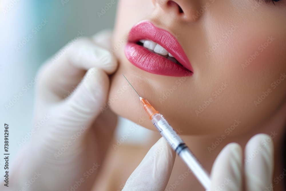 Lip volume augmentation injections in a cosmetic clinic Lip volume augmentation injections in a cosmetic clinic