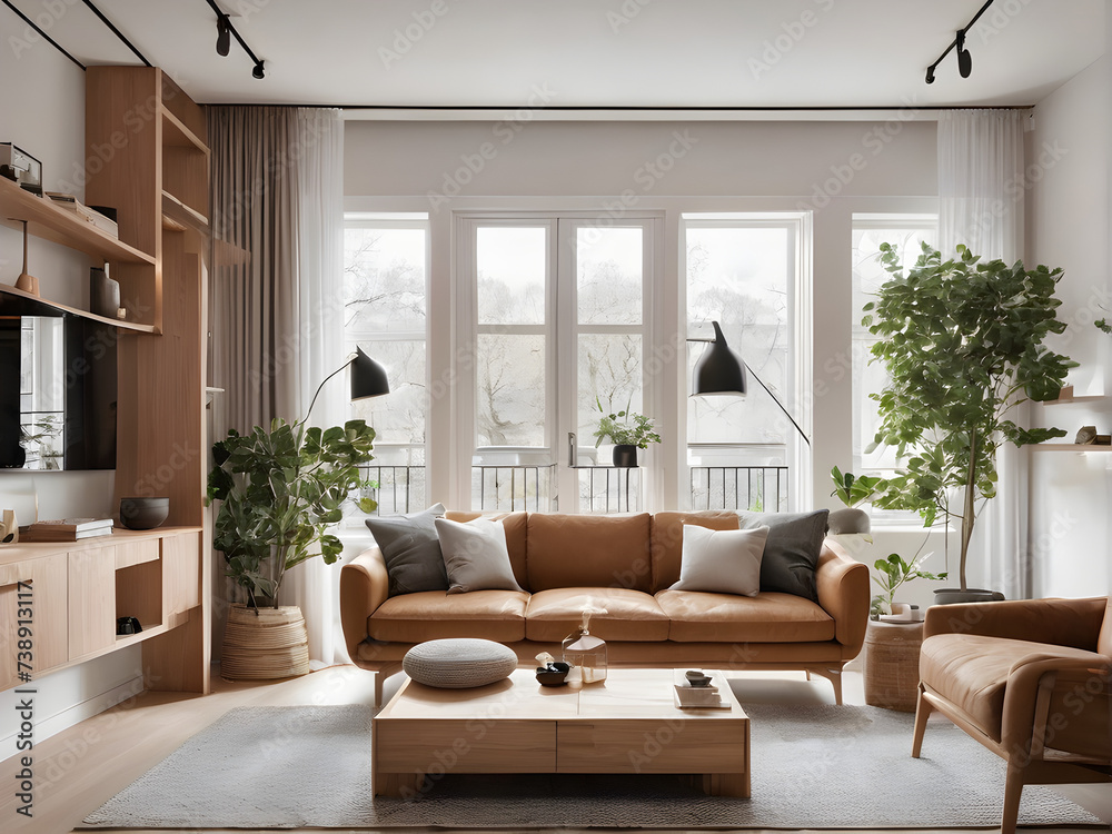 modern living room ,Wood & Comfort: Modern Scandinavian Style