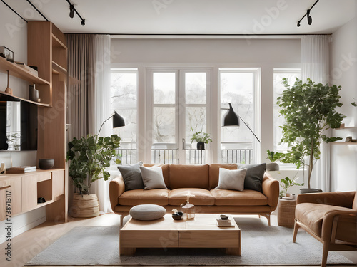 modern living room ,Wood & Comfort: Modern Scandinavian Style
