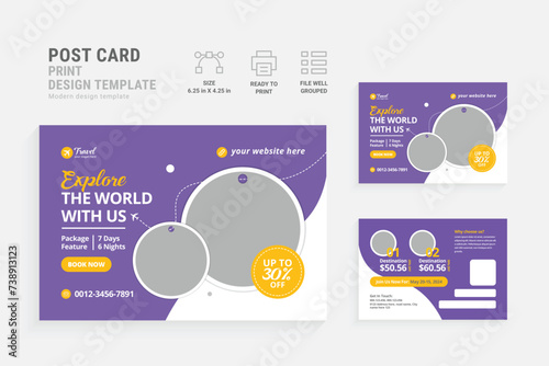 Modern Travel Postcard Design Template. Ideal for travel agencies, corporate promotions, and easy customization. Start inspiring adventures today
