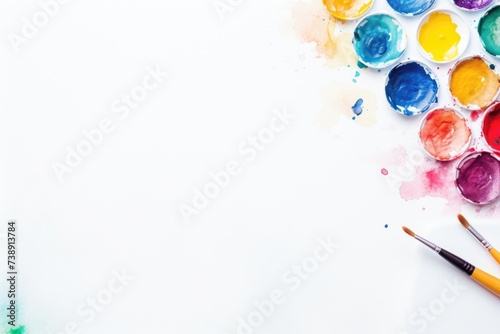 Multicolored acrylic paints smeared on a white background creating an abstract pattern