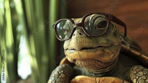 Old funny turtle in glasses © nazariykarkhut