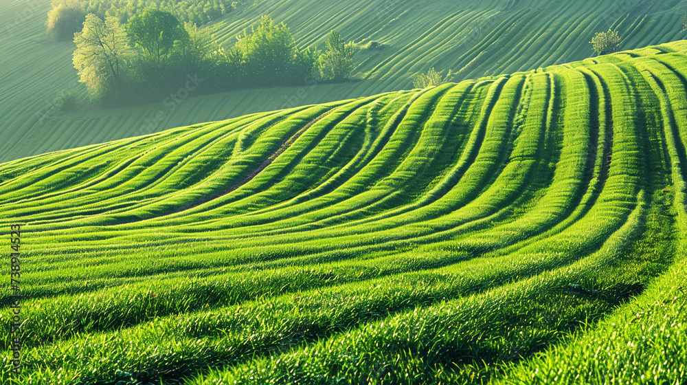 green field with wavy lines background. Abstract organic green lines as wallpaper illustration green field with wavy lines background. Abstract organic green lines as wallpaper illustration