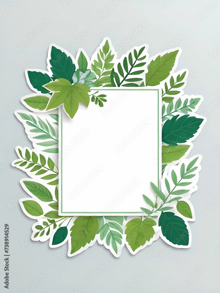 Naklejka premium an elegant arrangement of leaves and flowers surrounding a central blank space, which could be used for text or further design elements