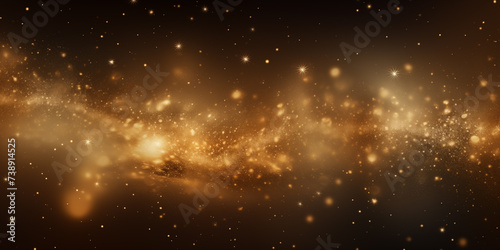 Space, stars and nebula in golden color