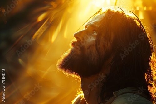 Jesus Christ against the background of sun rays