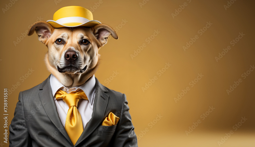 A cute dog dressed as a casino croupier