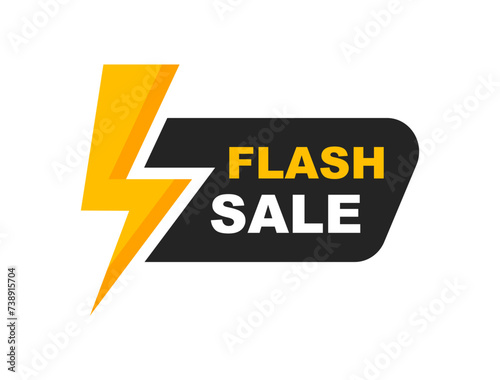 Flash Sale banner with lightning icon. Flash Sale badge for promotion in social media and web. Special offer shopping label. Vector illustration.