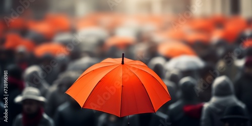 A standout umbrella amidst a crowd representing leadership and uniqueness. Concept Umbrella, Standout, Crowd, Leadership, Uniqueness © Ян Заболотний