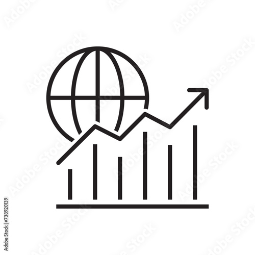 Global market graph report icon - world economics statistics icon