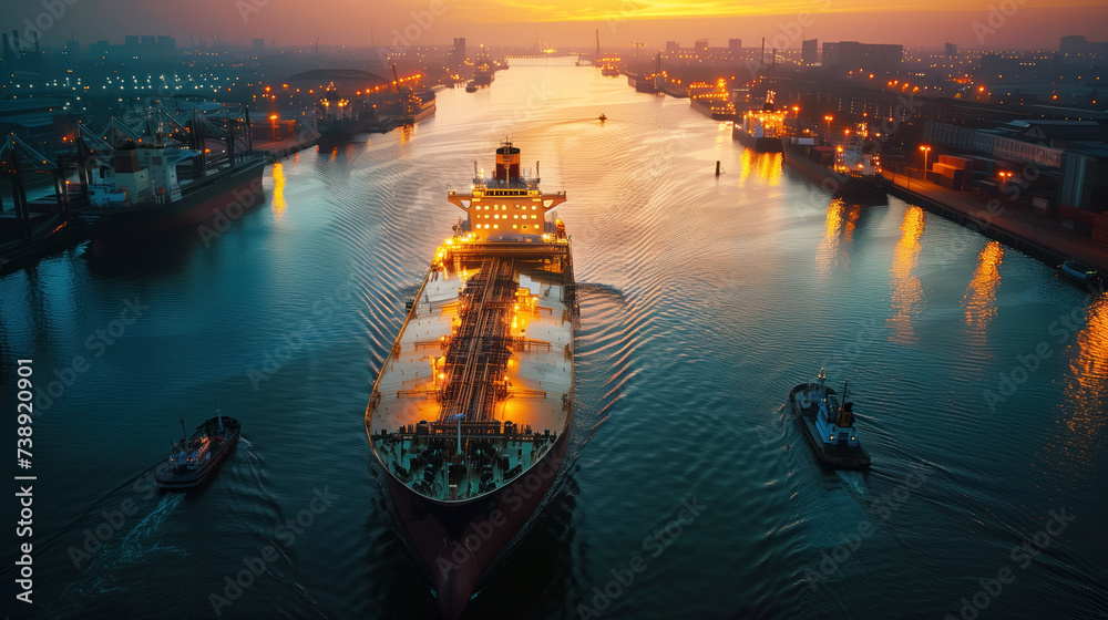 Fototapeta premium LNG tanker ship in the Cargo port 