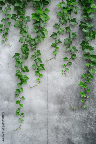 Green plants decorate a concrete wall creating a vertical garden photo background, showcasing the beauty of nature and promoting an eco-friendly environment. Generative AI