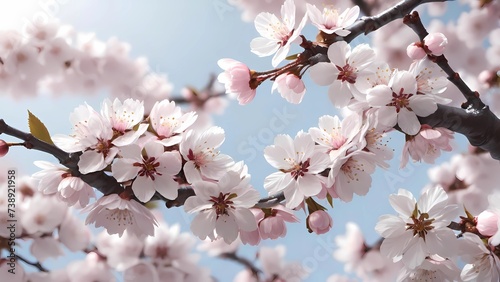 serene and picturesque beauty of cherry blossoms, known as sakura, a symbol of spring and renewal