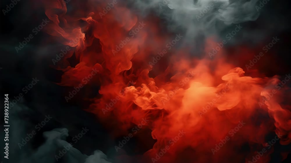 Close up of red and black cloud of smoke