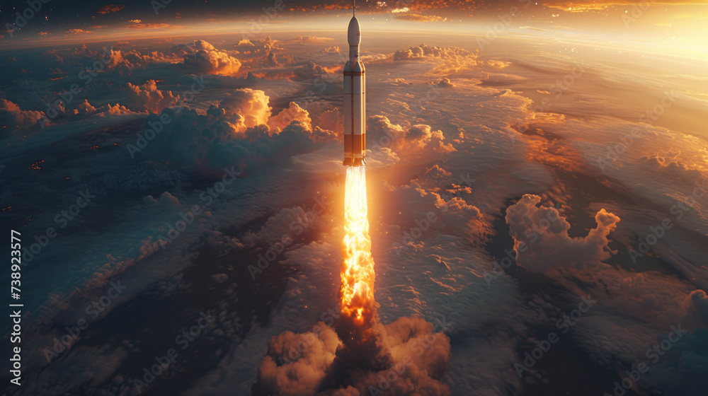 Dynamic Rocket Launch Illustration