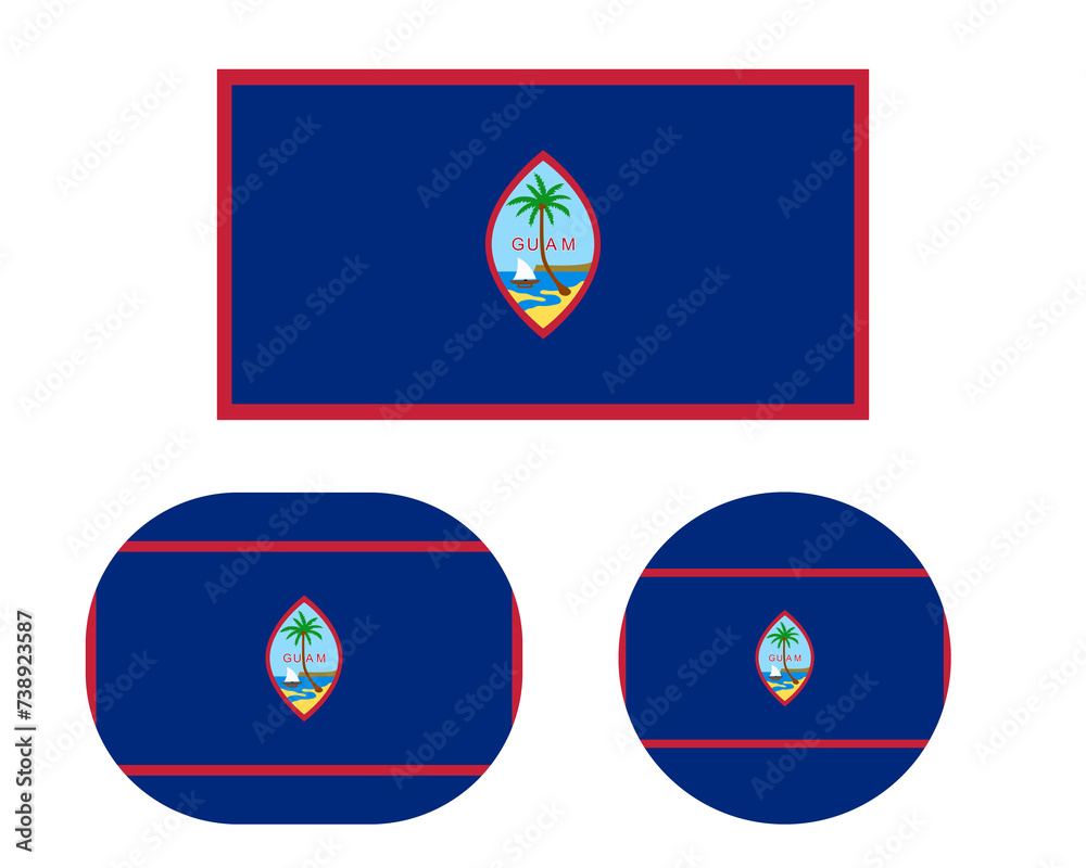 Flag in rectangle oval and circle, isolated png background. Flag of Guam Flag in rectangle oval and circle, isolated png background. Flag of Guam