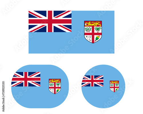 Flag in rectangle oval and circle, isolated png background. Flag of Fiji