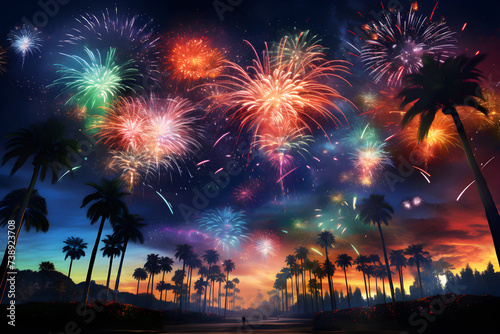Symphony of Lights: A Dazzling Display of Fireworks in the Night Sky Celebrating Festive Occasions