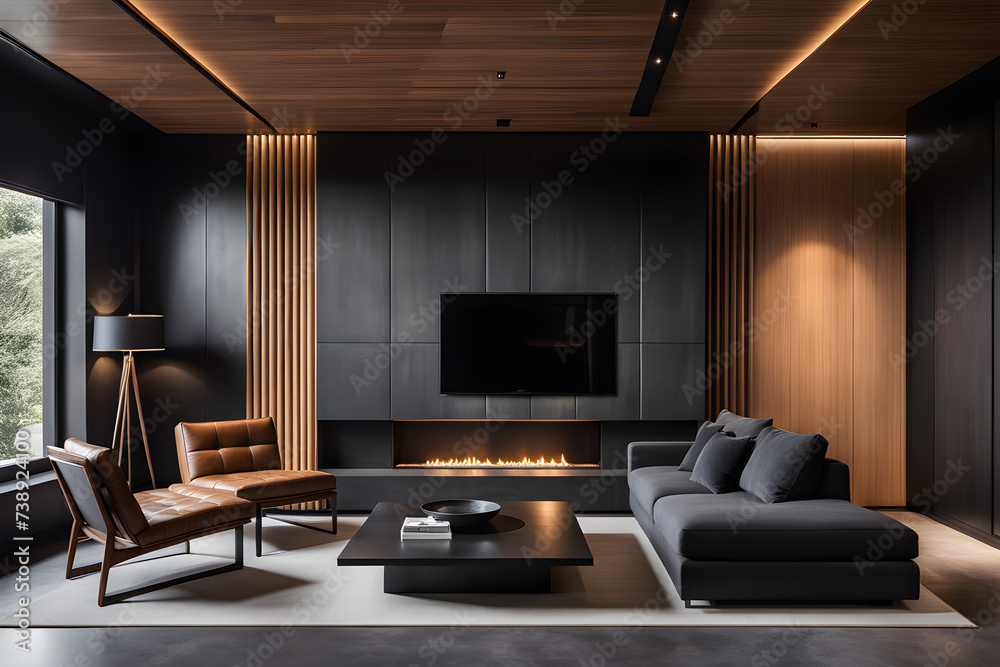 Fototapeta premium Eternal Beauty: Interior Exuding Timeless Appeal with Warm Wooden Paneling