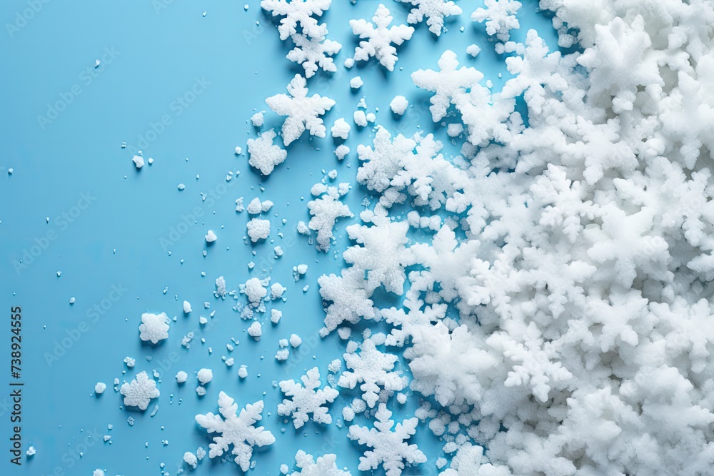 Obraz premium White Snowflake Sprinkles, Scattered Sugar Snow, Decorative Christmas Stars, Ice Xmas Decoration