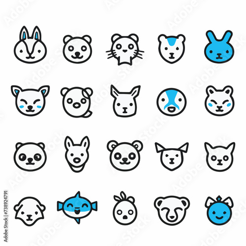 outline icon set of Whimsical Animals
