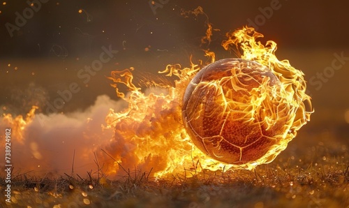 In the midst of the game, a flaming football signifies the fervent contests and lucrative bets in championships