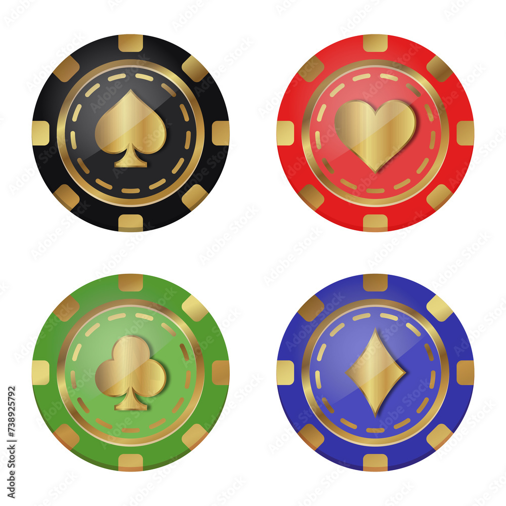 Vector illustration on a casino theme. Set of realistic poker chips. Vector illustration on a casino theme. Set of realistic poker chips.
