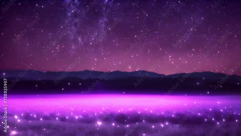Night purple sky brimming with twinkling stars and drifting clouds ...