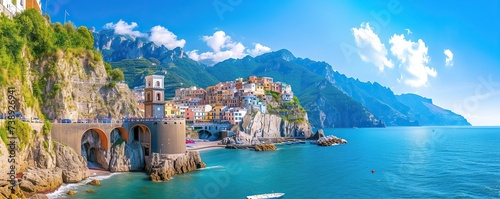 view of the amalfi coast of italy during a sunny day