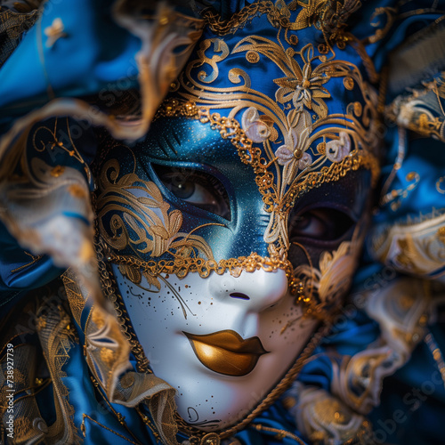 Venetian Mask in Vivid Detail - Carnival Elegance © HustlePlayground
