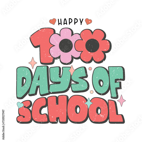 Celebrate your 100 days of school with this adorable and fun design! Featuring a variety of elements, including flowers, apples, smiley faces, and heart shapes, this design is the perfect way to mark.