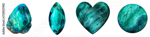 Aqua Chrysocolla Gemstone clipart collection, vector, icons isolated on transparent background photo
