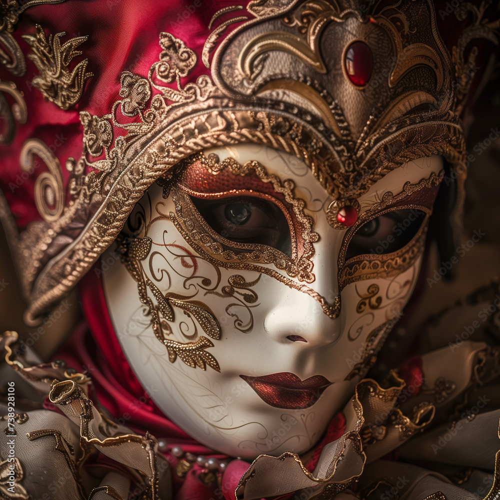 Elegant Venetian Mask in Detailed Close-Up