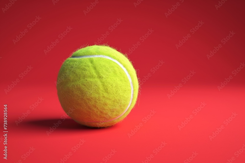 Tennis Ball on Red Background	
