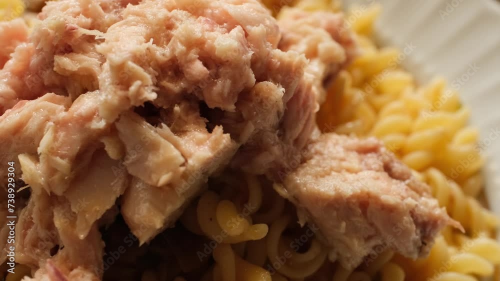 tuna pasta in macro shot tuna pasta in macro shot
