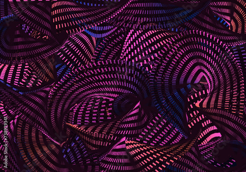 Endless Purple Digital Scarf 3D Background Illustration (ID: 738929341)