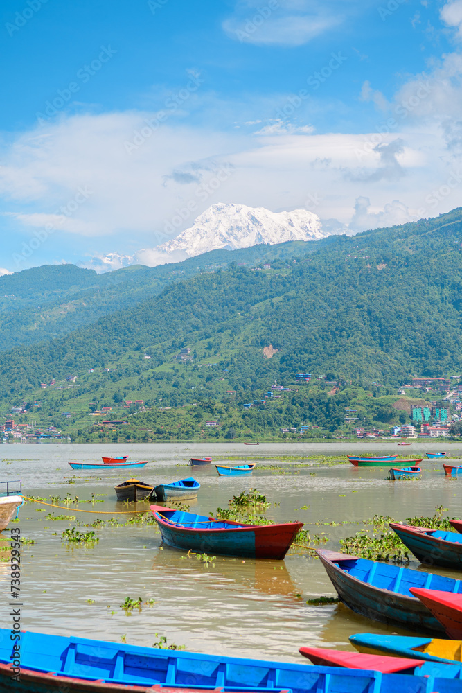 views of phewa lake in pokhara, nepal