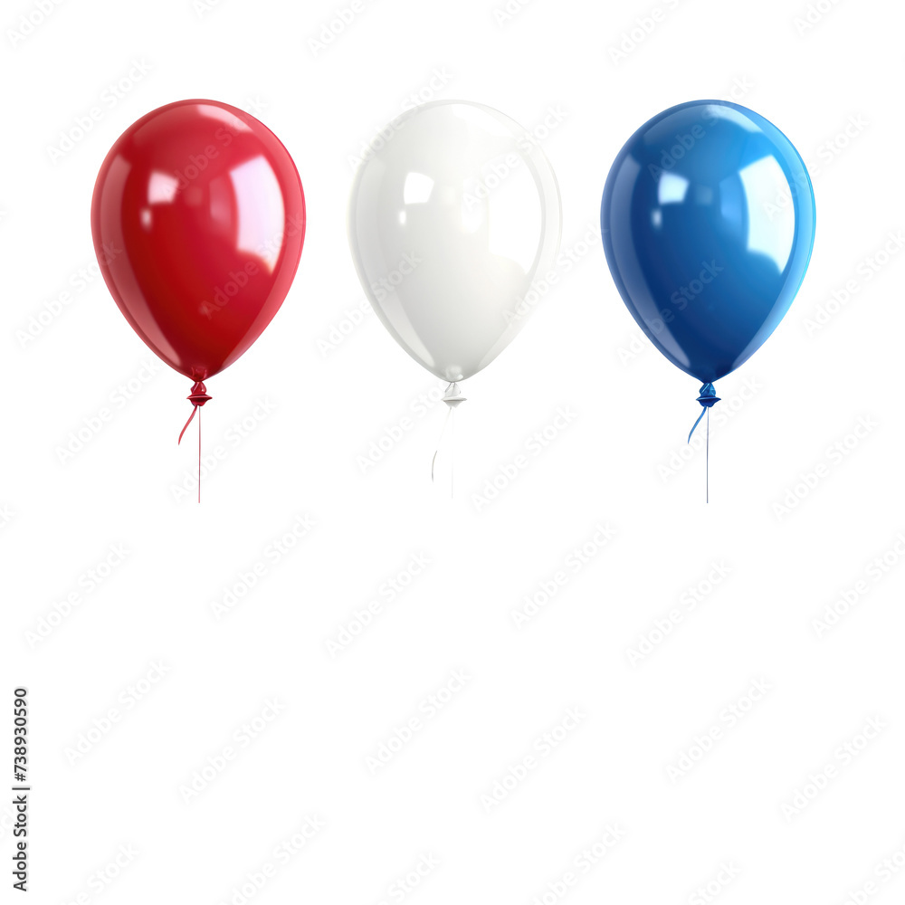 USA style red blue helium balloon. Birthday balloon flying for party and celebrations. Isolated on white background. Generative AI USA style red blue helium balloon. Birthday balloon flying for party and celebrations. Isolated on white background. Generative AI