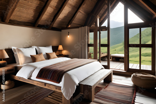 Rustic Retreat: Bedroom Cocooned Within the Cozy Confines of a Charming Hut   © Images Guru