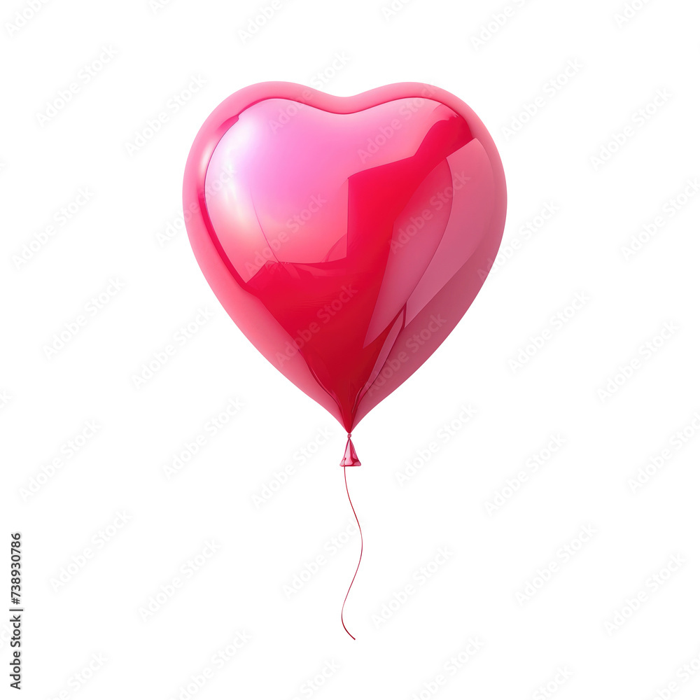 pink heart helium balloon. Birthday balloon flying for party and celebrations. Isolated on white background. Generative AI pink heart helium balloon. Birthday balloon flying for party and celebrations. Isolated on white background. Generative AI