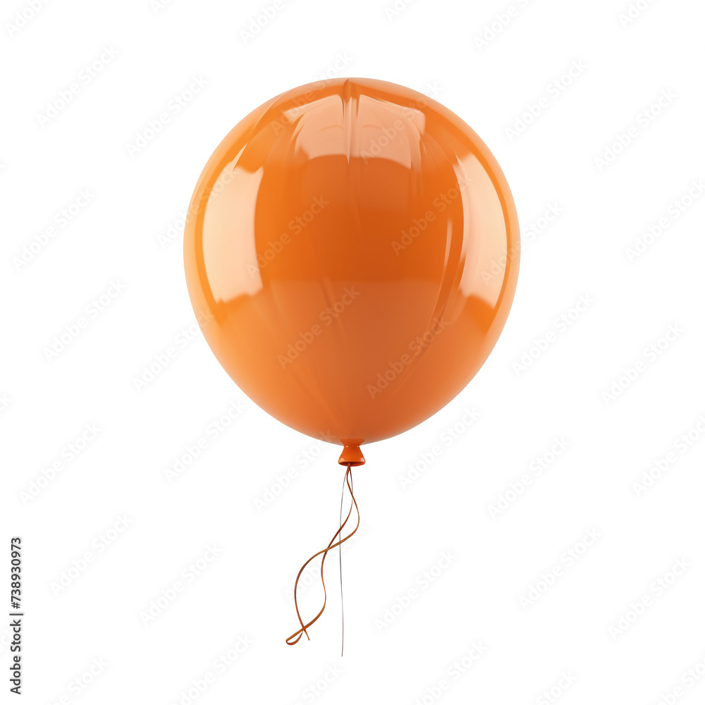 orange helium balloon. Birthday balloon flying for party and celebrations. Isolated on white background. Generative AI. orange helium balloon. Birthday balloon flying for party and celebrations. Isolated on white background. Generative AI.