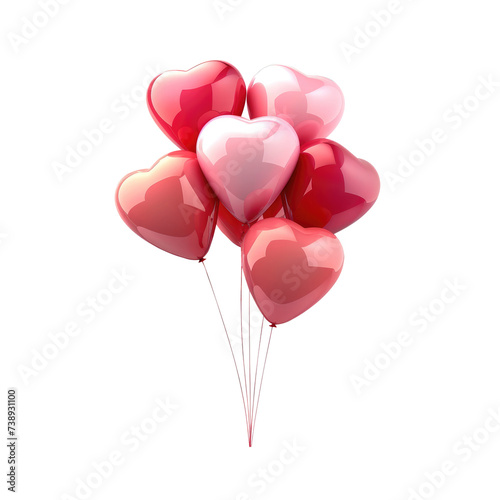 red heart helium balloon. Birthday balloon flying for party and celebrations. Isolated on white background. Generative AI