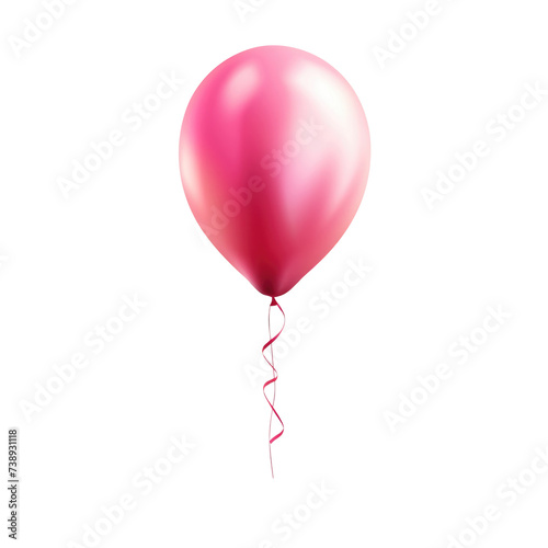 pink helium balloon. Birthday balloon flying for party and celebrations. Isolated on white background. Generative AI.