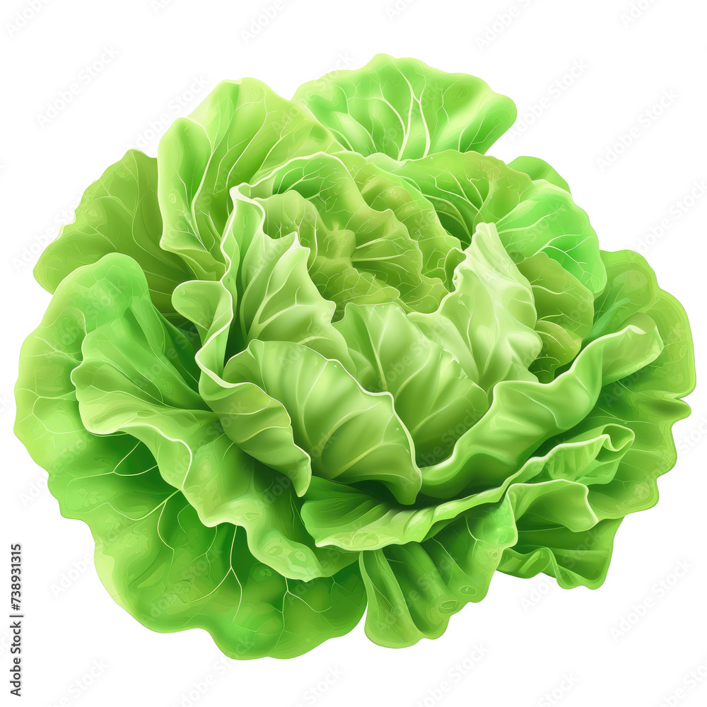 Fototapeta premium green butter lettuce vegetable or salad isolated on white background. Generative AI