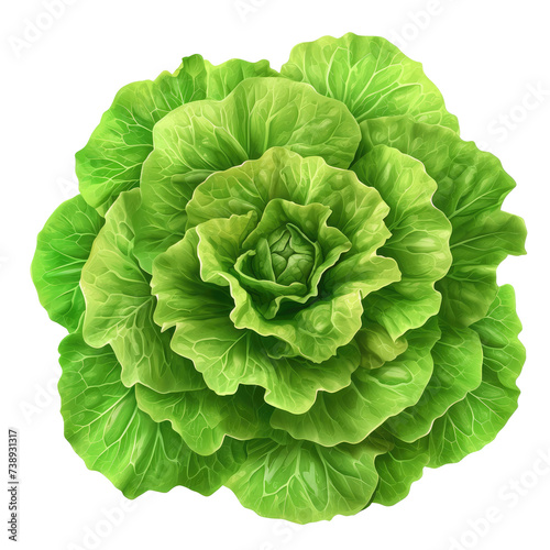 green butter lettuce vegetable or salad isolated on white background. Generative AI