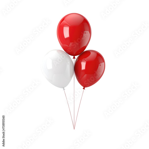 Red white helium balloon. Birthday balloon flying for party and celebrations. Isolated on white background. Generative AI.